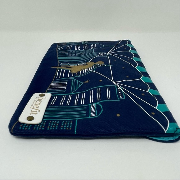 Blue Benefit San Francisco Cosmetic Clutch Makeup Bag with Snap Front - Picture 10 of 16